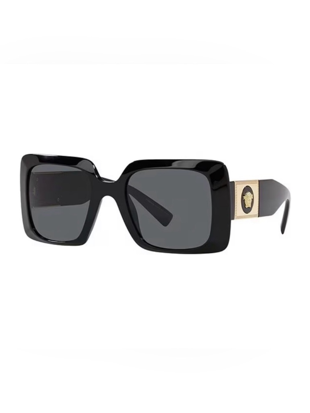 Versace Black Square Sunglasses with Gold Medallion Temples